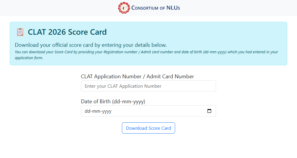 CLAT 2026 Results Out at result1.consortiumofnlus.ac.in, counselling registrations, schedule announced CLAT 2026 Scorecards out, counselling schedule announced (Screengrab from result portal)