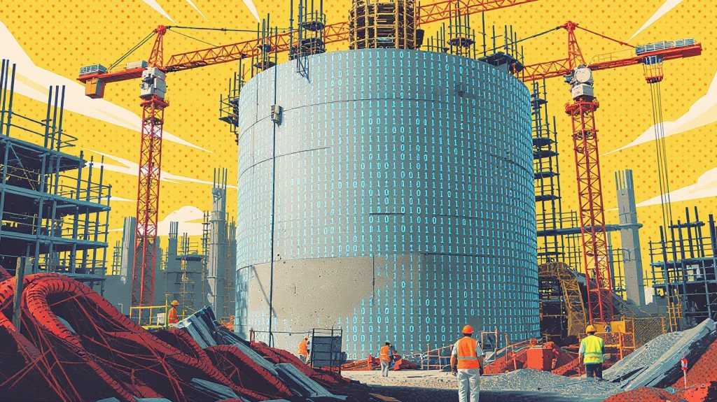 AI makes the database matter again illustration of a building being constructed with data at its core