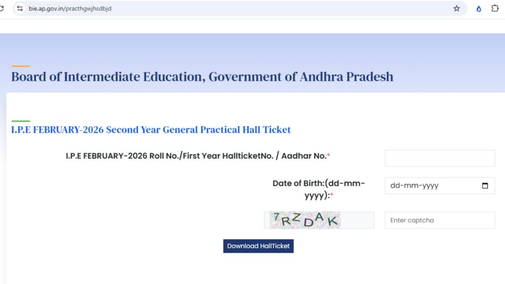 AP Inter 2026 Exams: BIEAP releases hall tickets for Class 12 practical exam at bie.ap.gov.in | Education News The direct link to download the hall ticket is available at bie.ap.gov.in