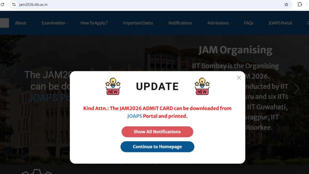 JAM 2026 Admit Card: IIT Bombay releases JAM hall ticket | Education News JAM admit card link