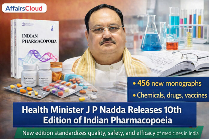 Union Minister Jagat Prakash Nadda Releases 10th Edition of Indian Pharmacopoeia in New Delhi Union Minister Jagat Prakash Nadda Releases 10th Edition of Indian Pharmacopoeia in New Delhi