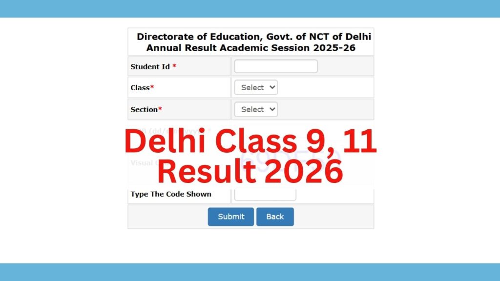 DoE Delhi Class 9, 11 Results 2026