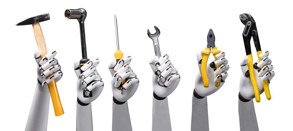 How to build an enterprise-grade MCP registry Close-up of robot hands holding tools on white background