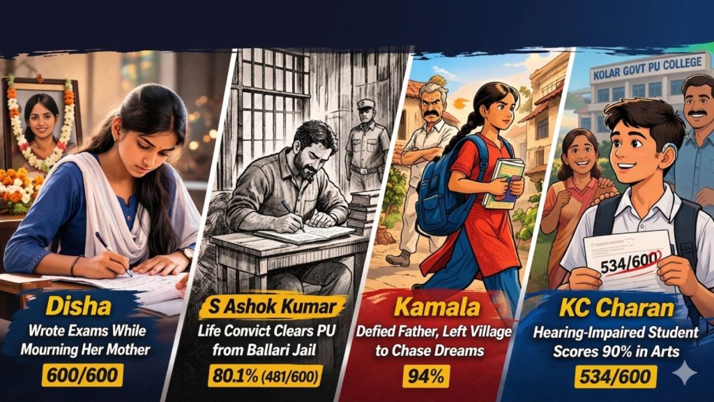 One student defied marriage, another jail, another disability to pass Karnataka II PUC Resilience of four Karnataka 2nd PUC students: The story of Disha, S Ashok Kumar, Kamala, KC Charan
