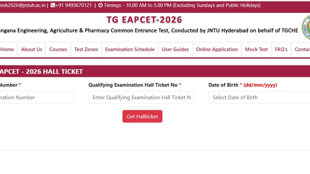 TS EAPCET hall ticket link at eapcet.tgche.ac.in