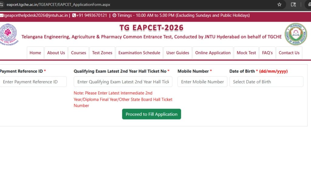 Applicants will be able to register online for TS EAPCET 2026 with an additional late fee till May 2