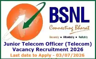 BSNL JTO Telecom Vacancy Recruitment 2026 BSNL JTO Telecom Vacancy Recruitment 2026