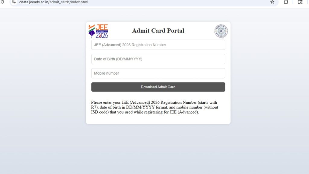 JEE Advanced 2026 admit card out