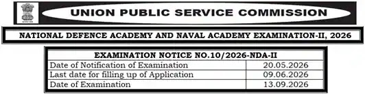 UPSC NDA and Naval Academy Recruitment Examination (II) 2026 UPSC NDA and Naval Academy Recruitment Examination (II) 2026