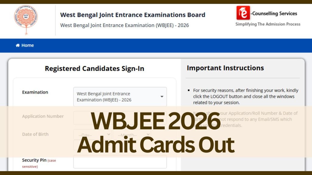WBJEE Admit Cards 2026 Out: Where and how to download | Education News WBJEE Admit Cards 2026 Out