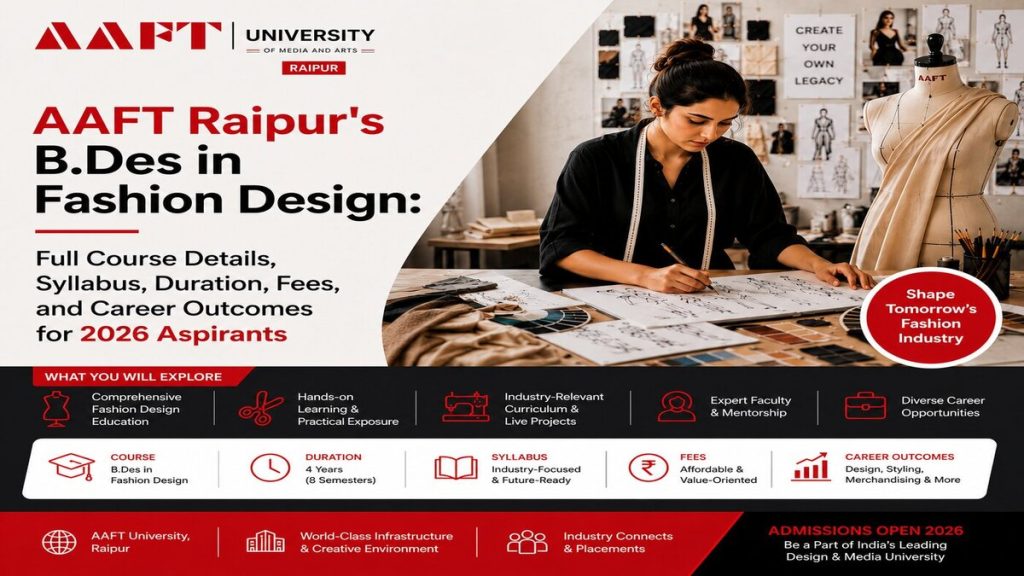 AAFT Raipur B.Des Fashion Design Course 2026: Syllabus, Fees, Duration & Placements AAFT Raipur B.Des Fashion Design Course 2026: Syllabus, Fees, Duration & Placements
