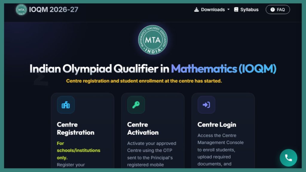 IOQM 2026 registration begins for Math Olympiad qualifiers at ioqm.mtai.org.in; exam on September 6 | Education News IOQM 2026 Mathematics Olympiad