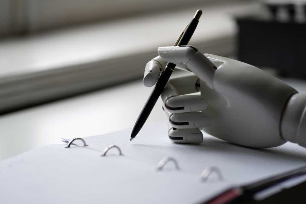 How to improve the memory of AI agents artificial robotic arm write down some notes with pen