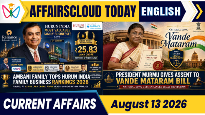 Current Affairs 13 August 2026 Current Affairs 13 August 2026
